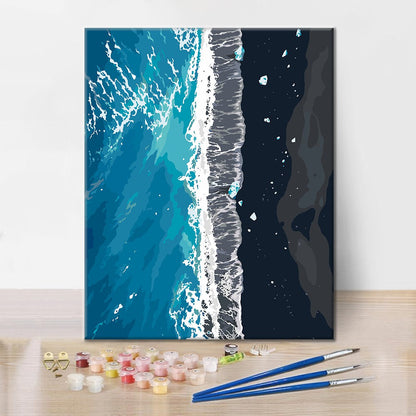 Littoral océanique vu du ciel – Peinture par numéros