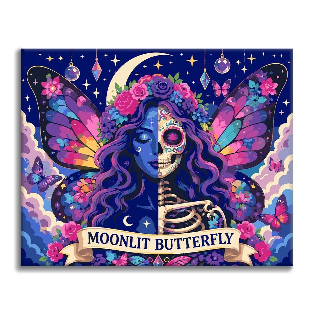 Squelette papillon au clair de lune – Peinture par numéros