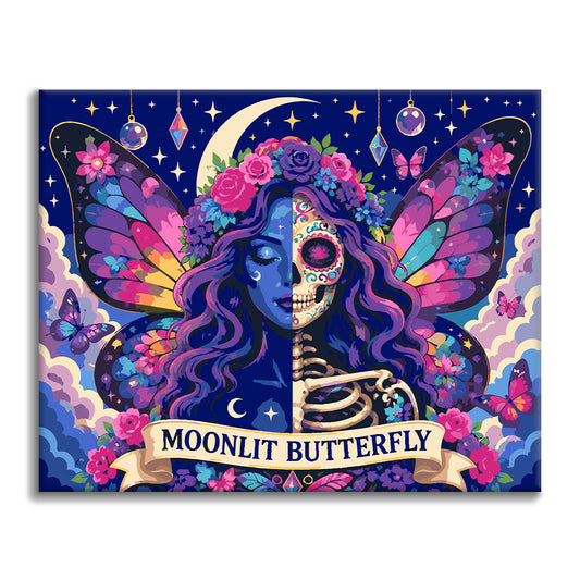 Squelette papillon au clair de lune – Peinture par numéros