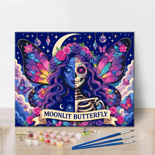Squelette papillon au clair de lune – Peinture par numéros