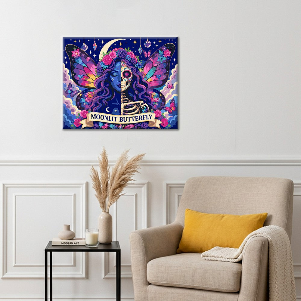 Squelette papillon au clair de lune – Peinture par numéros