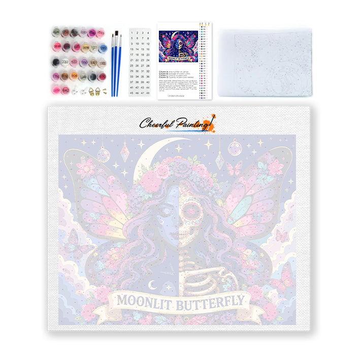 Squelette papillon au clair de lune – Peinture par numéros
