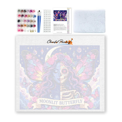 Squelette papillon au clair de lune – Peinture par numéros