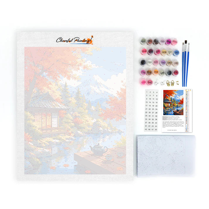 Pavillon japonais au mont Fuji – Peinture par numéros
