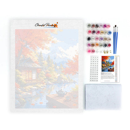 Pavillon japonais au mont Fuji – Peinture par numéros
