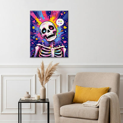 Squelette pop art aux cœurs – Peinture par numéros