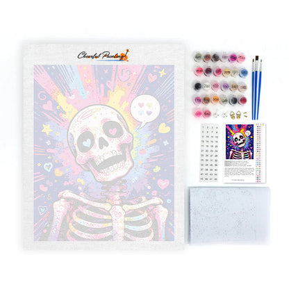 Squelette pop art aux cœurs – Peinture par numéros