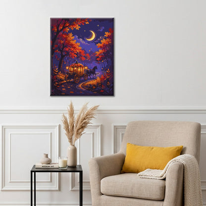 Carrosse citrouille sous le croissant de lune – Peinture par numéros
