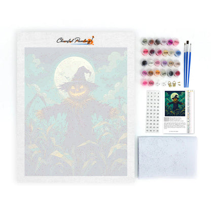 Épouvantail sous la lune verte – Peinture par numéros