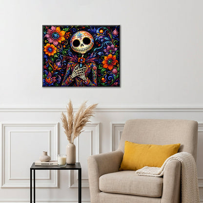 Squelette floral à tête de sucre – Peinture par numéros