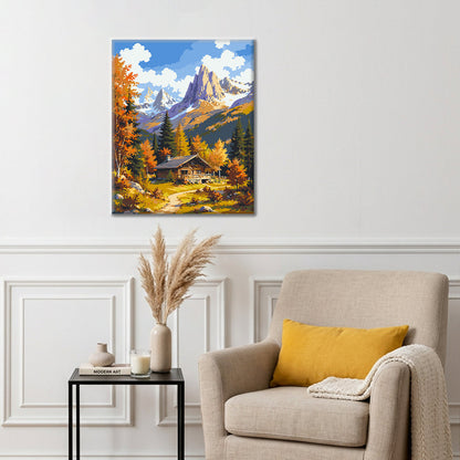 Chalet alpin en automne – Peinture par numéros