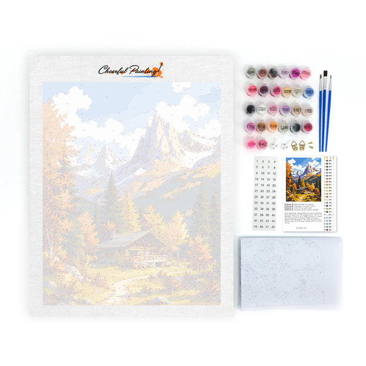 Chalet alpin en automne – Peinture par numéros