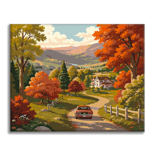 Balade champêtre dans les collines d’automne – Peinture par numéros