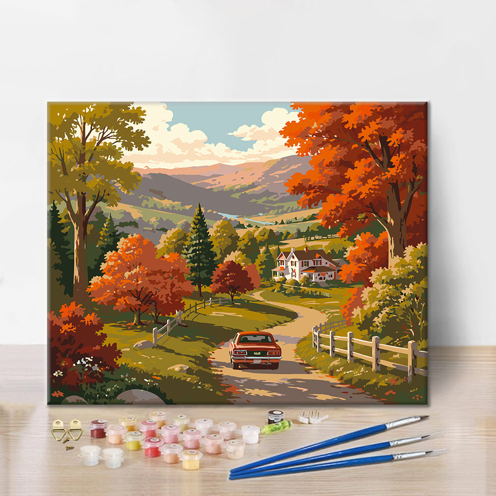 Balade champêtre dans les collines d’automne – Peinture par numéros