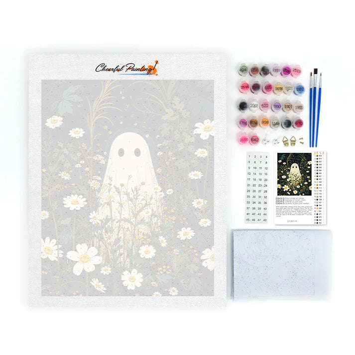 Fantôme parmi les marguerites au clair de lune – Peinture par numéros