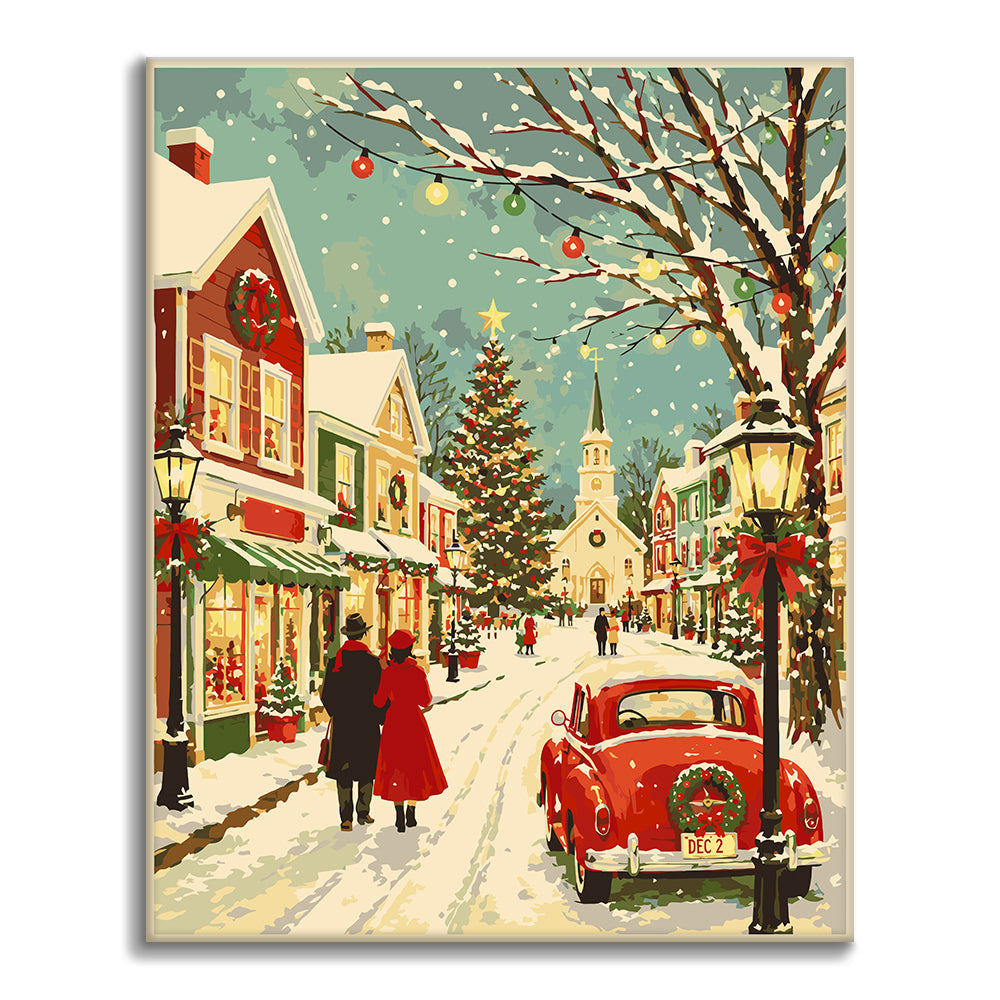 Rue principale de Noël vintage – Peinture par numéros