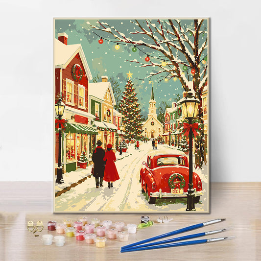 Rue principale de Noël vintage – Peinture par numéros