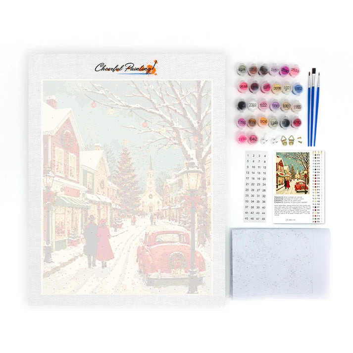 Rue principale de Noël vintage – Peinture par numéros