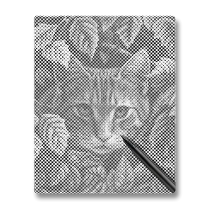 Feuilles et chat - Peinture à Points
