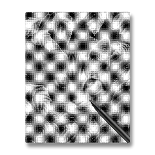 Feuilles et chat - Peinture à Points