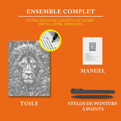 Feuillage et fureur du lion - Peinture à Points