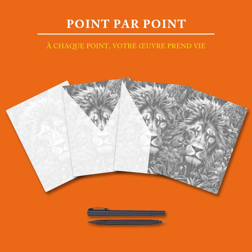 Feuillage et fureur du lion - Peinture à Points
