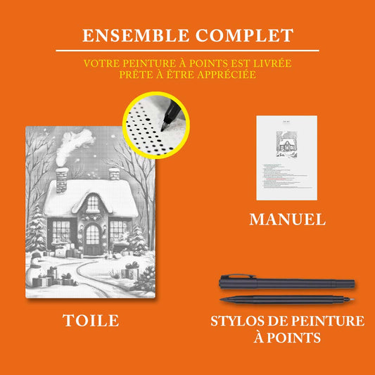 La maison de Noël - Peinture à Points