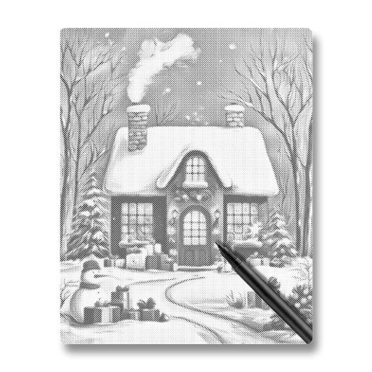 La maison de Noël - Peinture à Points