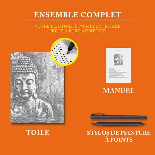 Bouddha avec fleur - Peinture à Points