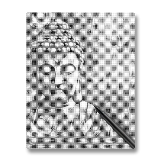 Bouddha avec fleur - Peinture à Points