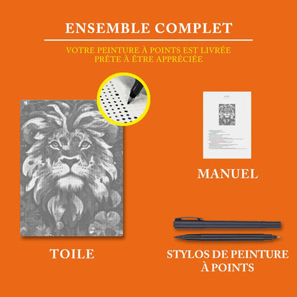 Lion au Cœur Courageux - Peinture à Points