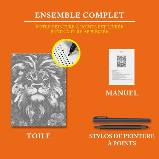 Lion au Cœur Courageux - Peinture à Points