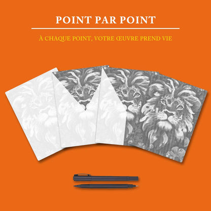 Lion au Cœur Courageux - Peinture à Points