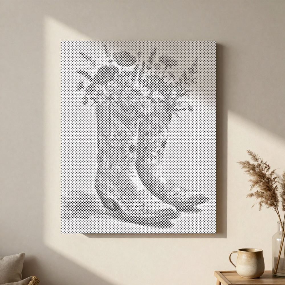 Bottes et fleurs - Peinture à points