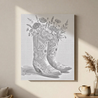 Bottes et fleurs - Peinture à points