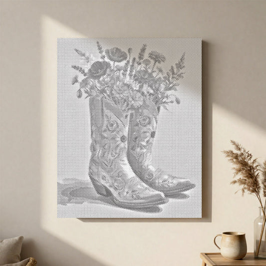Bottes et fleurs - Peinture à points