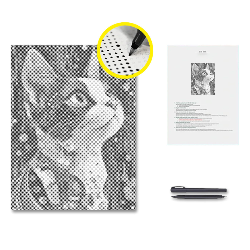 Chat calico - Peinture à points