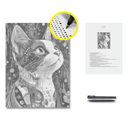 Chat calico - Peinture à points