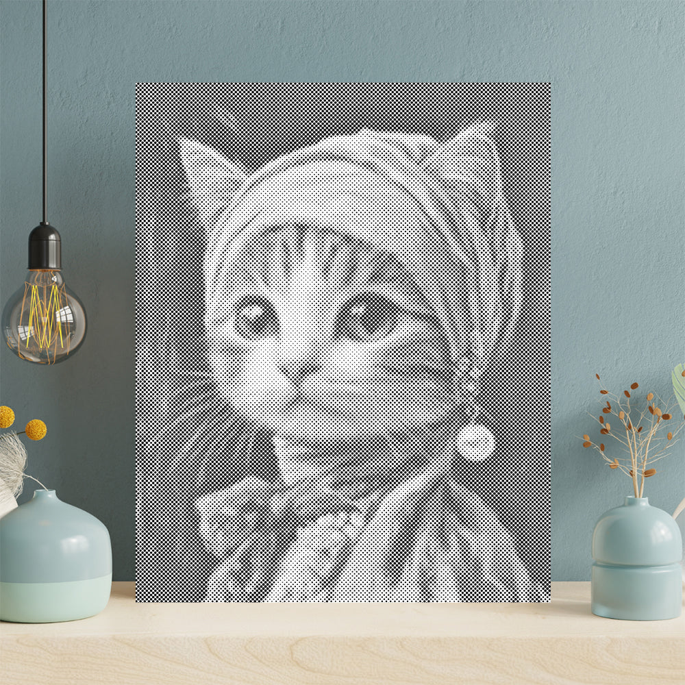 Chat à la boucle d'oreille en perle - Peinture à points