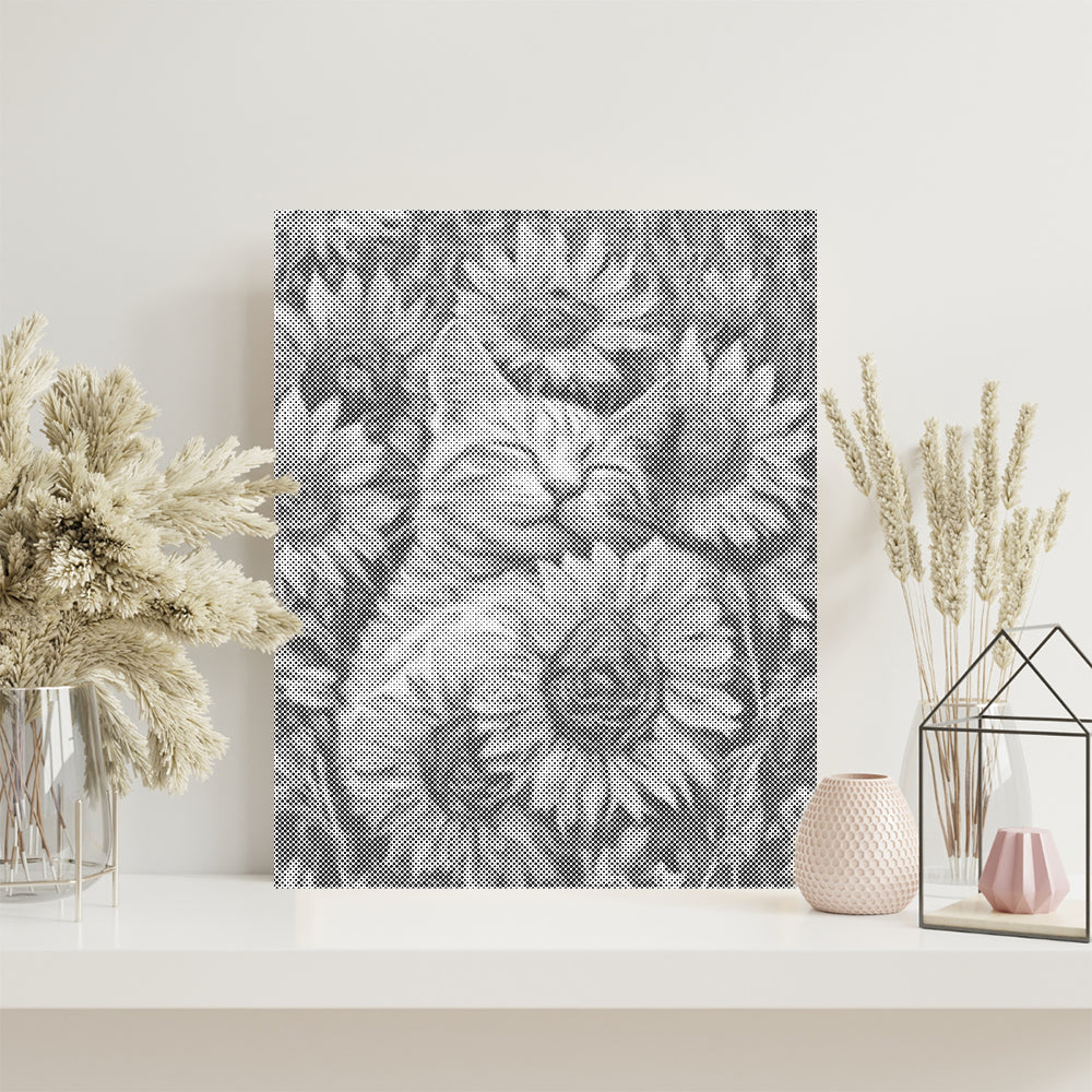 Chat aux tournesols - Peinture à points