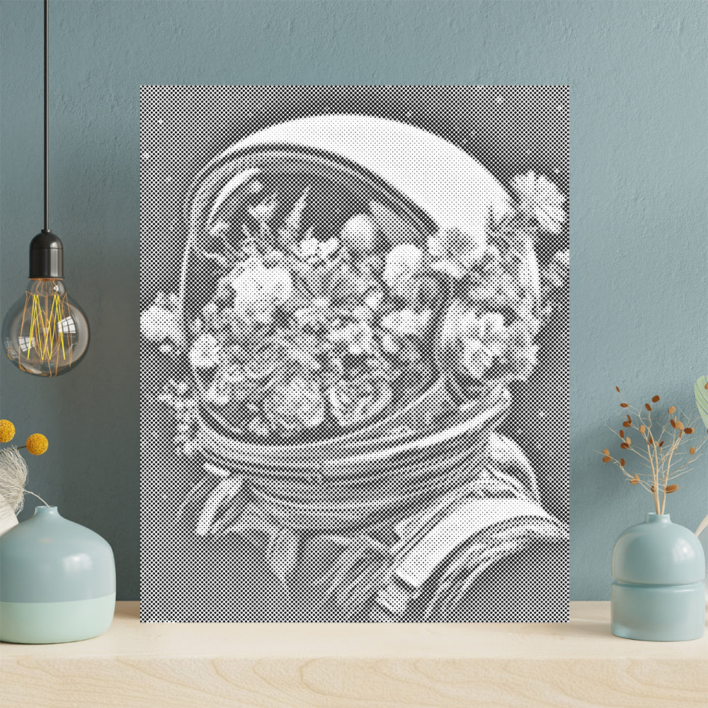 Casque spatial rempli de fleurs - Peinture à points