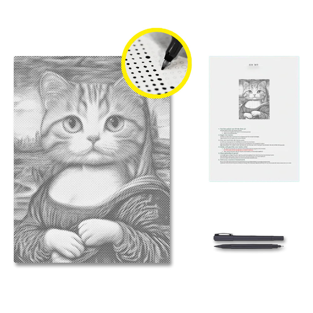 Chat Mona Lisa - Peinture à points