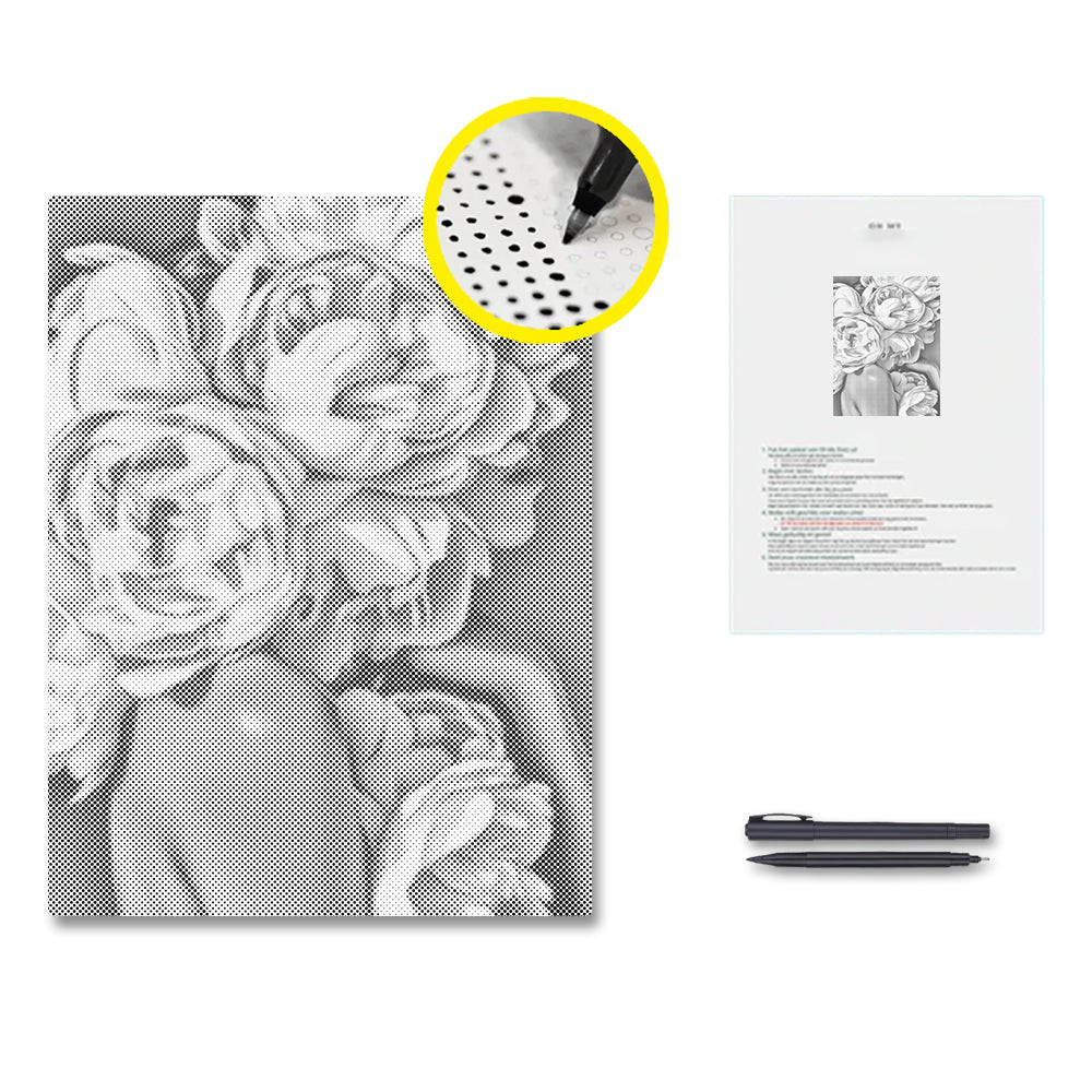 Pivoine - Peinture à points