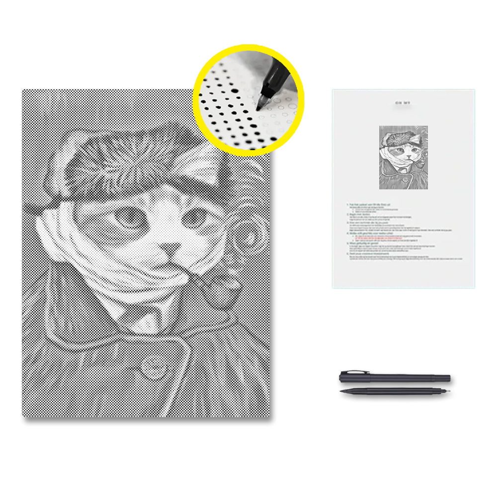 Autoportrait de chat - Peinture à points