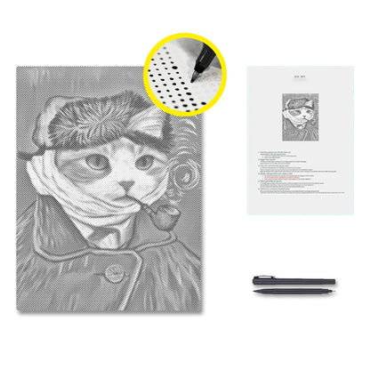 Autoportrait de chat - Peinture à points