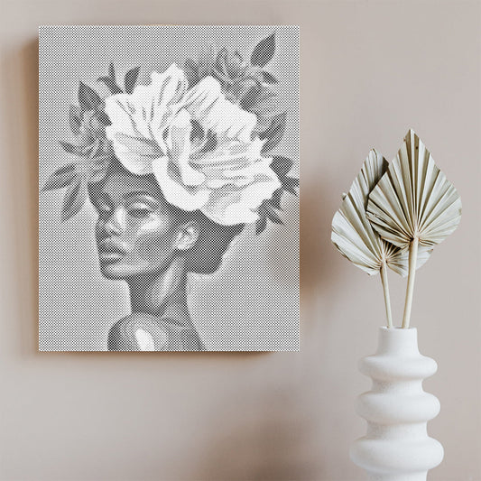 Femme aux cheveux fleuris - Peinture à points