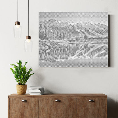 Lac de Nouvelle-Zélande et sommets enneigés - Peinture à points