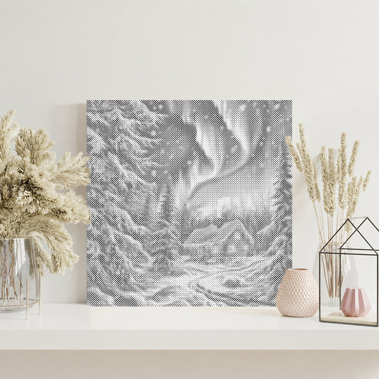 Chalet de Noël sous les aurores boréales - Peinture à points
