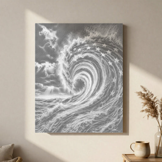 Vague océanique et drapeau - Peinture à points