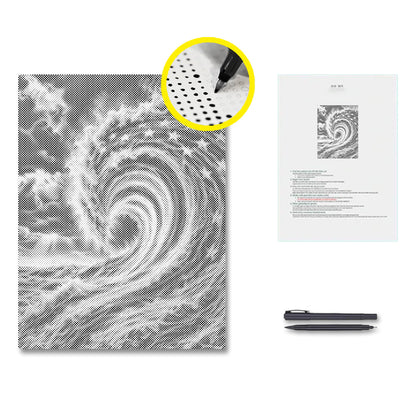Vague océanique et drapeau - Peinture à points